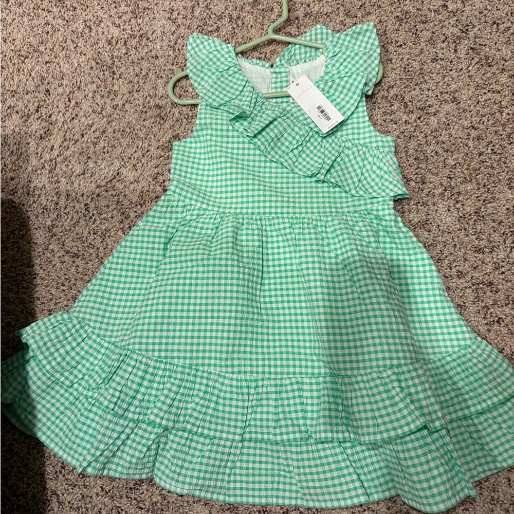 Janie and Jack Mint Green Gingham Ruffle Dress